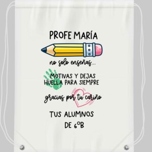 MOCHILA PERSONALIZADA CON EL NOMBRE DEL O DE LA PROFE Y EL CURSO. MODELO 01