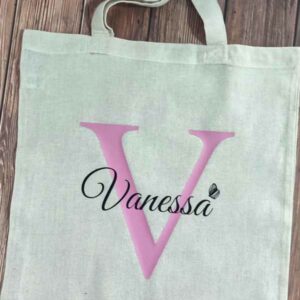 TOTE BAG PERSONALIZADA INICIAL GRANDE Y NOMBRE.